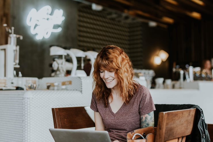 A smiling online shopper.